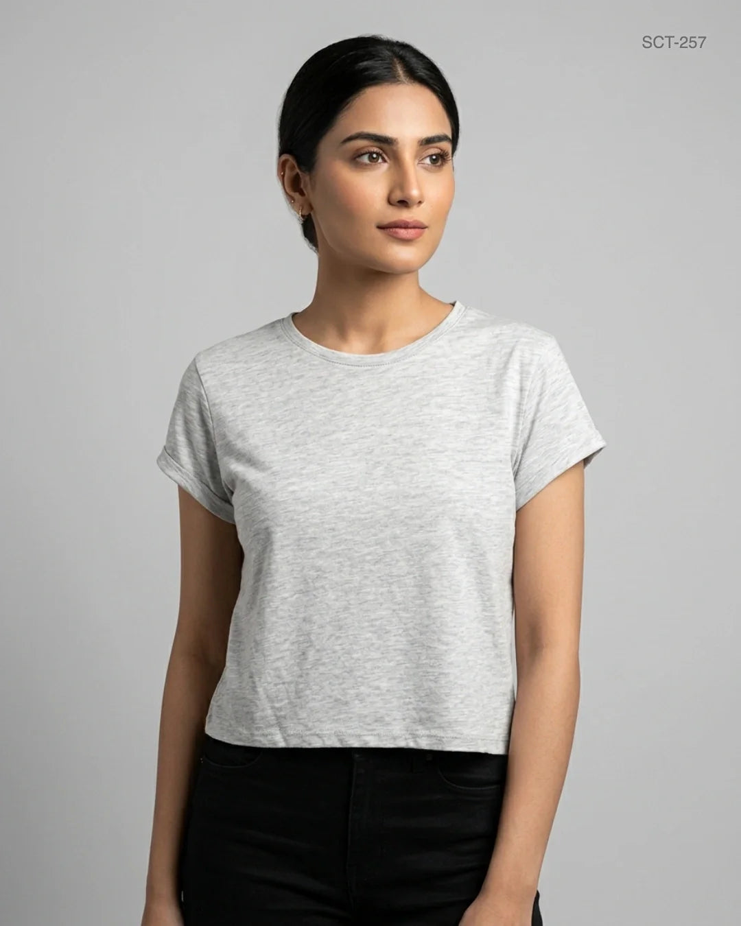 Preloved Premium Summer Crop Tops by H&M, Gray Cotton for Womens - OTS Thrift Shop Islamabad Pakistan