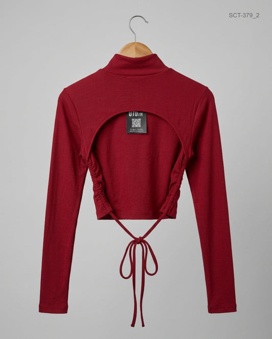 Shop Excellent Condition Red Polyester Summer Crop Tops by Shein for Womens at OTS - Online Thrift Store Pakistan (SCT-379)
