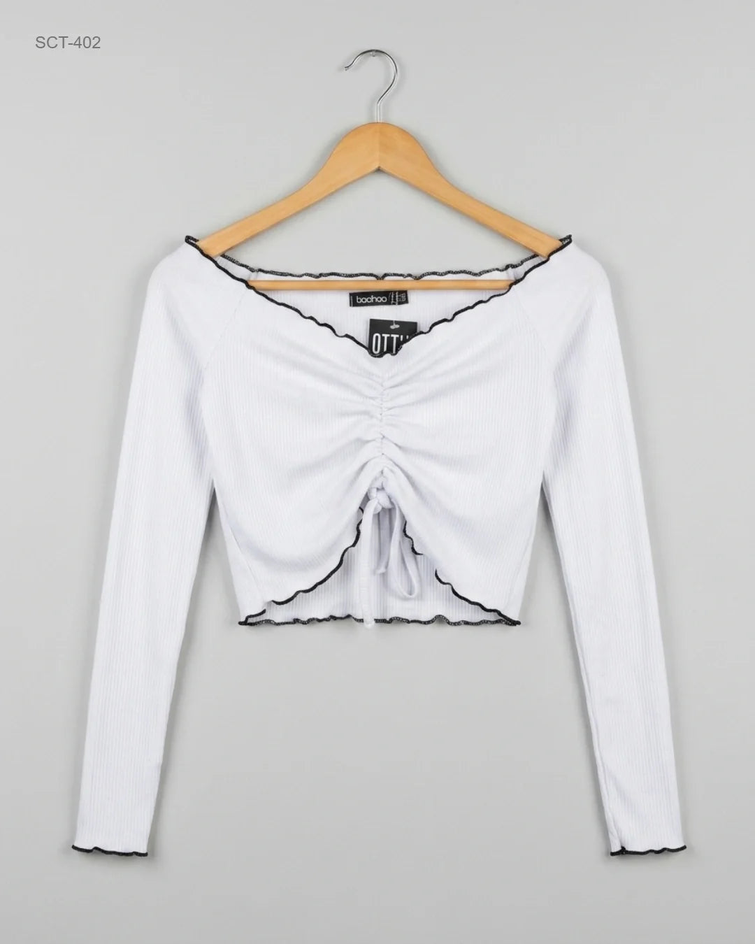 Shop Premium Summer Crop Tops by Boohoo | Preloved Branded Clothes | White Polyester | Womens | OTS Thrift Store Peshawar Pakistan