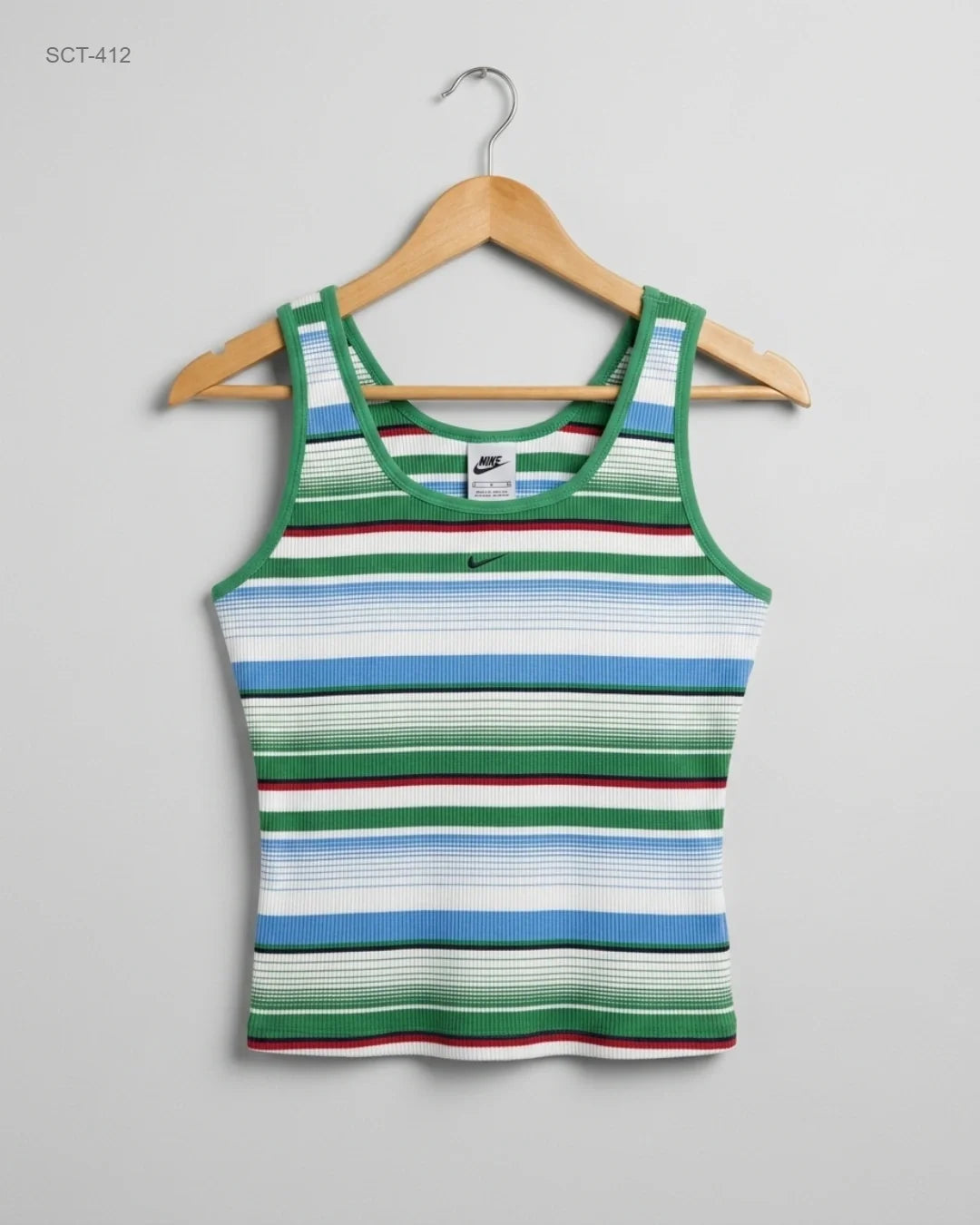 Shop Premium Summer Crop Tops by NIKE | Preloved Branded Clothes | GREEEN&WHITE Polyester | Womens | OTS Thrift Store Peshawar Pakistan