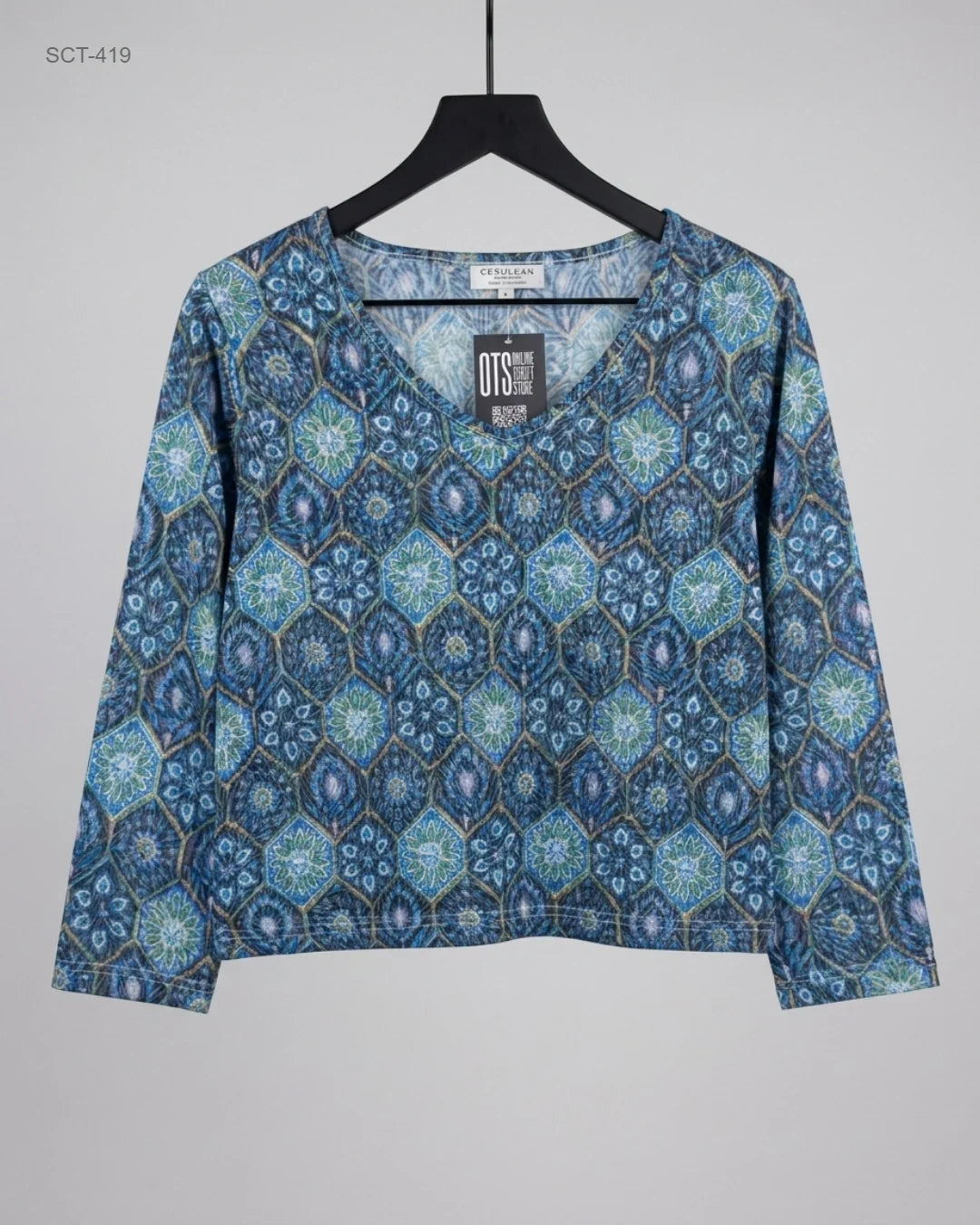 Summer Crop Tops | CERULEAN | Preloved Branded | Blue Polyester | Premium | OTS Thrift Store Peshawar Pakistan