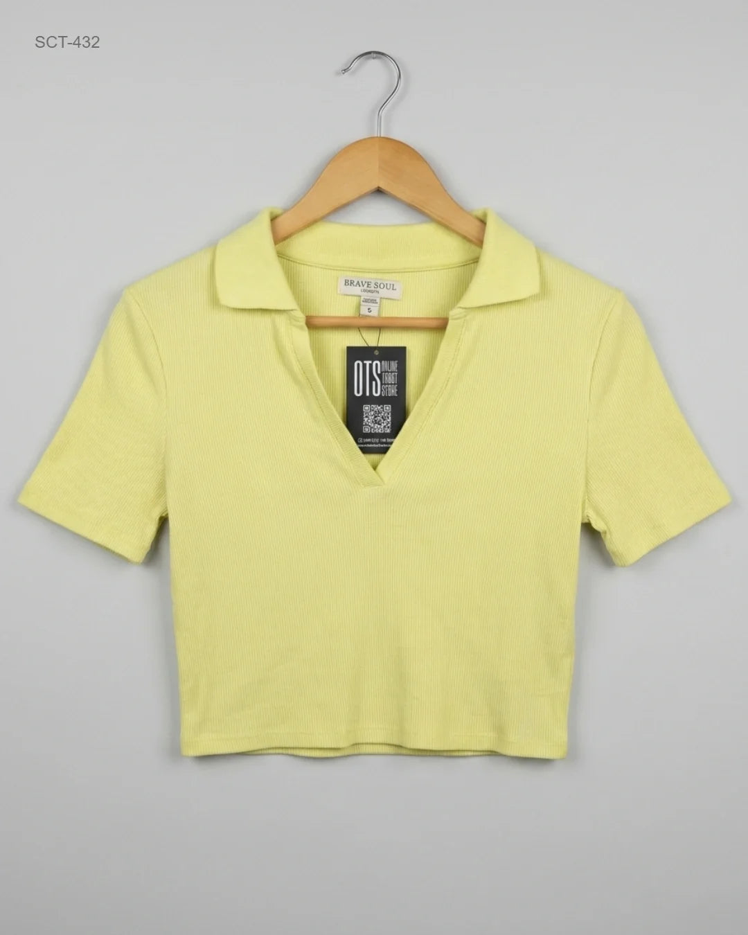 Secondhand Branded Summer Crop Tops by BRAVE SOUL, YellowGreen Polyester fabric, Excellent condition, for Womens - Online Thrift Shop Peshawar Pakistan