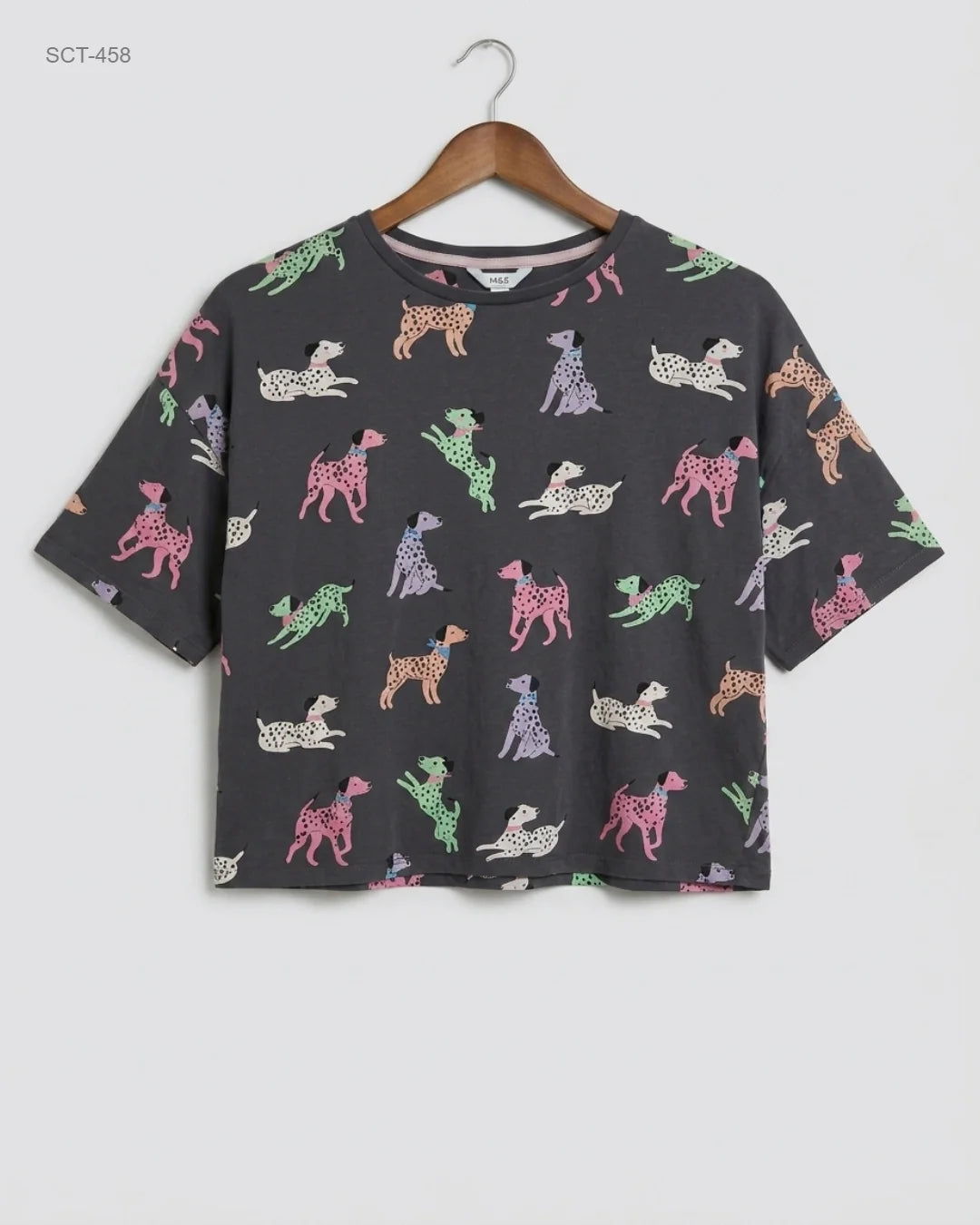 Secondhand Branded Summer Crop Tops by Marks & Spencer, Grey Cotton fabric, Premium condition, for Womens - Online Thrift Shop Karachi Pakistan