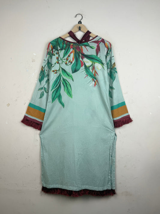 Buy Green Lawn Summer Kurti by CUT LABEL - Premium condition for Womens | Preloved OTS Pakistan (SK-102)