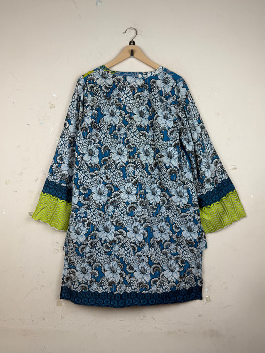 Buy Cyan LAWN Summer Kurti by KHAADI - Premium condition for Womens | Preloved OTS Pakistan (SK-133)