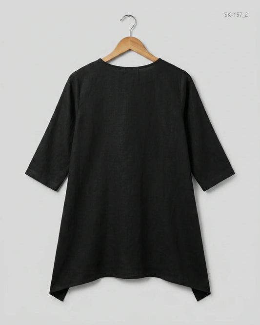 Shop Premium Condition Black Lawn Summer Kurti by REET for Womens at OTS - Online Thrift Store Pakistan (SK-157)