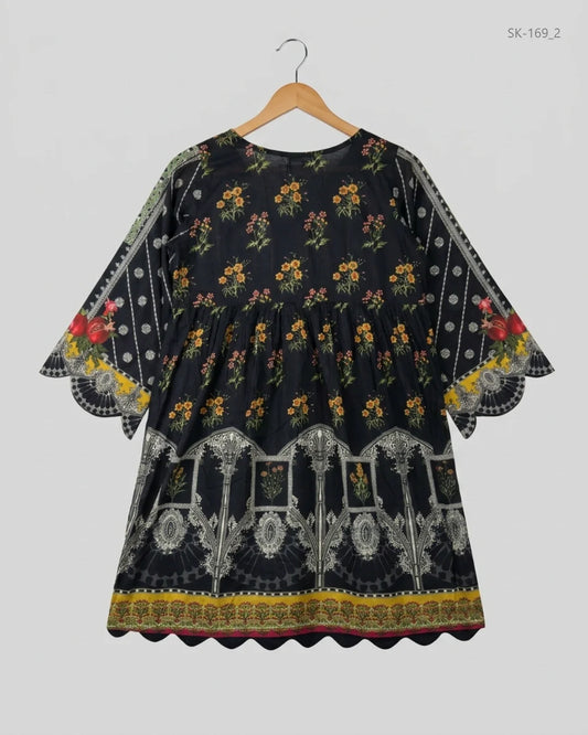 Order CUT LABEL Summer Kurti in Black Lawn for Womens - Excellent at Online Thrift Store Pakistan (SK-169)