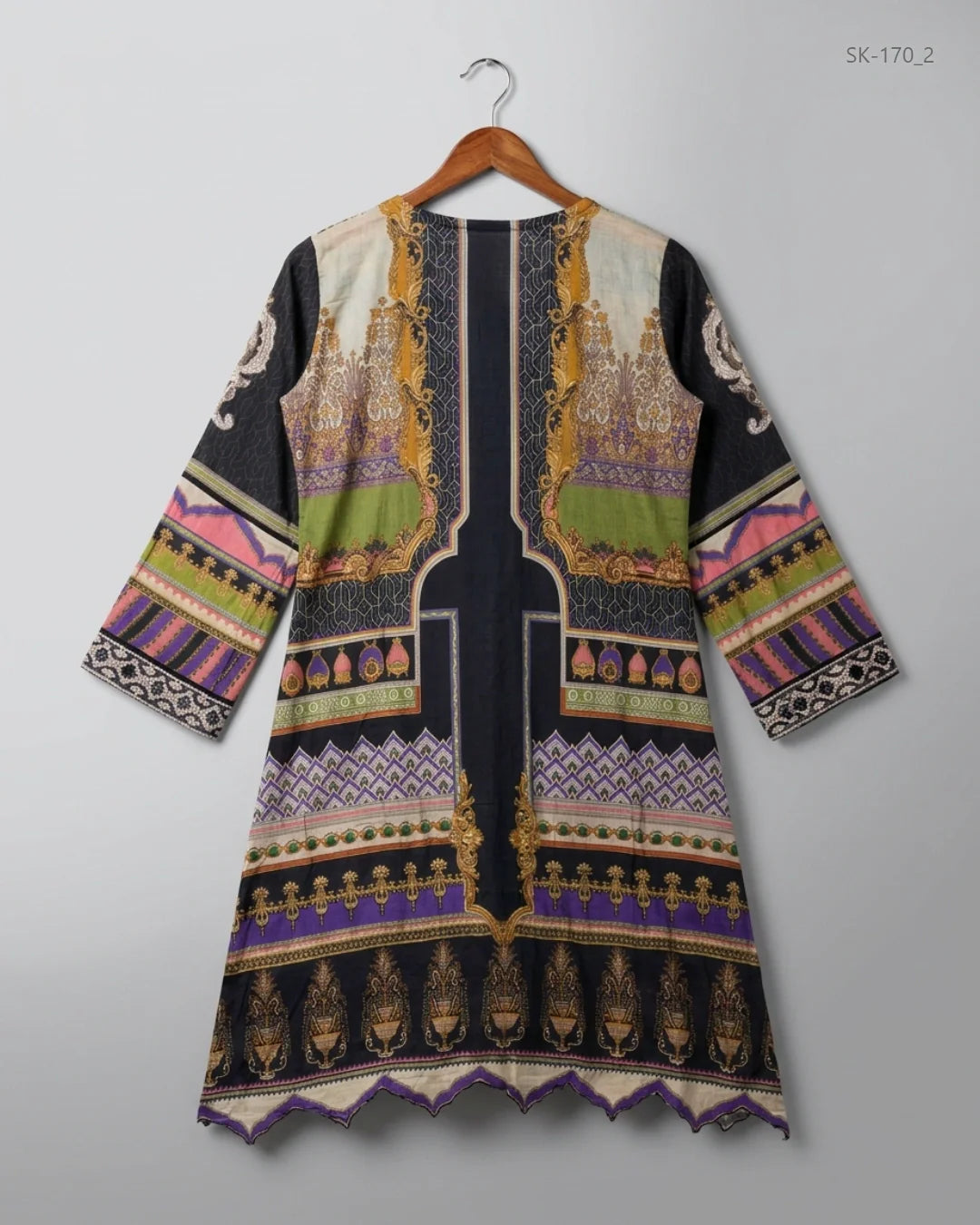 Buy Black Lawn Summer Kurti by ALLYS - Excellent condition for Womens | Preloved OTS Pakistan (SK-170)