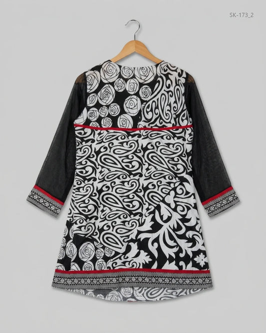 Order CUT LABEL Summer Kurti in Black Lawn for Womens - GOOD at Online Thrift Store Pakistan (SK-173)
