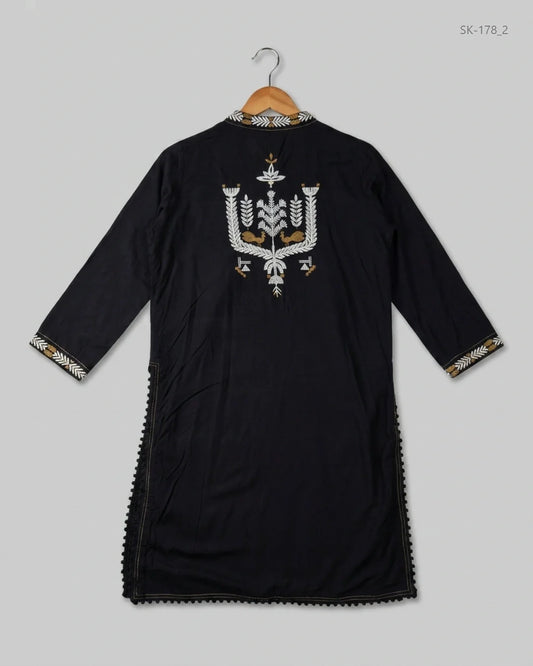 Shop Premium Condition Black Cotton Summer Kurti by KHAADI for Womens at OTS - Online Thrift Store Pakistan (SK-178)