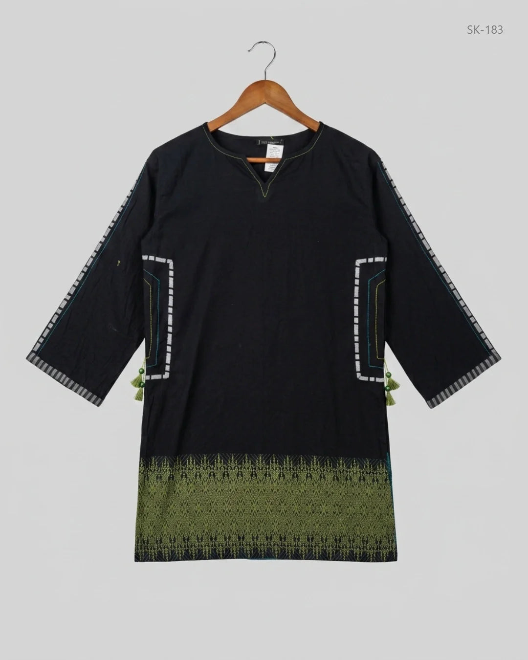 UK Imported secondhand Summer Kurti - J. PRET brand, Black Cotton, Premium condition, for Womens - Online Thrift Store Islamabad Pakistan