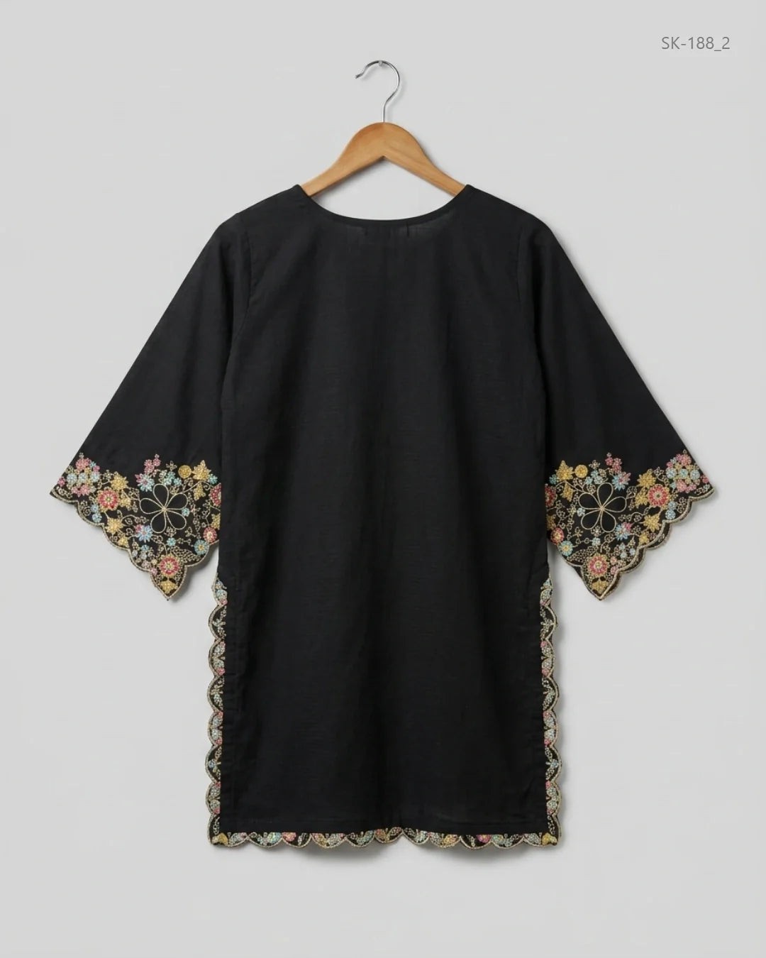 Preloved Summer Kurti by CUT LABEL in Black Cotton for Womens - Excellent Condition | OTS Pakistan (SK-188)