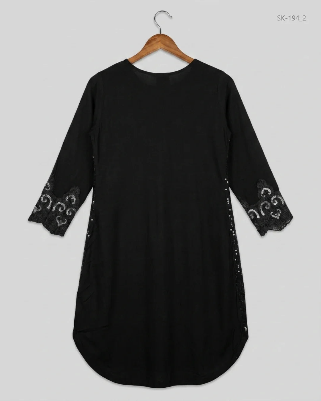 Buy Black Cotton Summer Kurti by SJ - Premium condition for Womens | Preloved OTS Pakistan (SK-194)