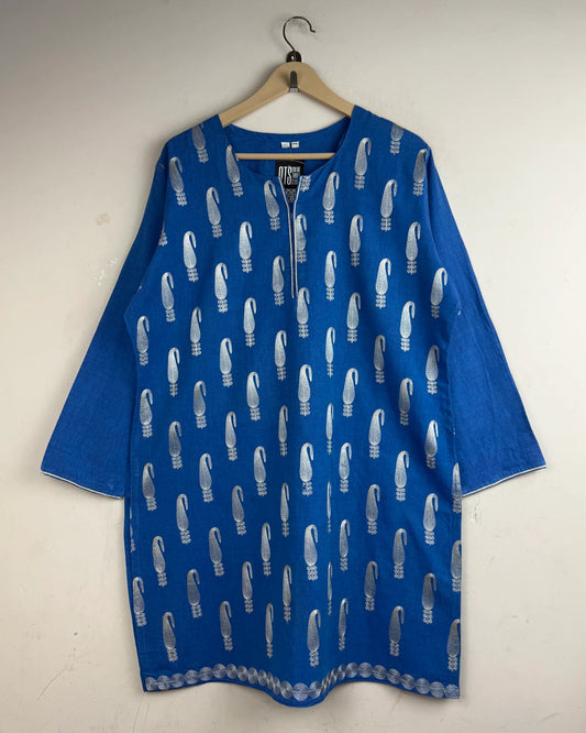 Cut Label Blue Women's Summer Kurti (SK-2)