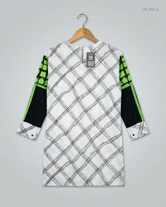 Order MAK Summer Kurti in Black & White Lawn for Womens - Excellent at Online Thrift Store Pakistan (SK-203)