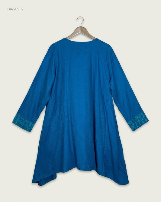 Buy Premium Summer Kurti in Blue Cotton by CUT LABEL for Womens | OTS Thrift Store Pakistan