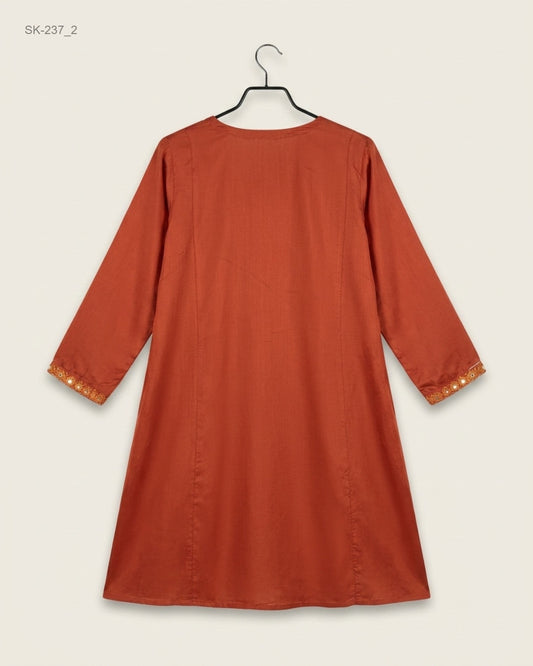 Buy Premium Summer Kurti in Orange LAWN by SQUENCE for Womens | OTS Thrift Store Pakistan