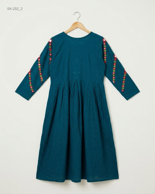 Find Premium Turquoise Summer Kurti by CUT LABEL for Womens | Shop OTS Thrift Store Pakistan (SK-252)
