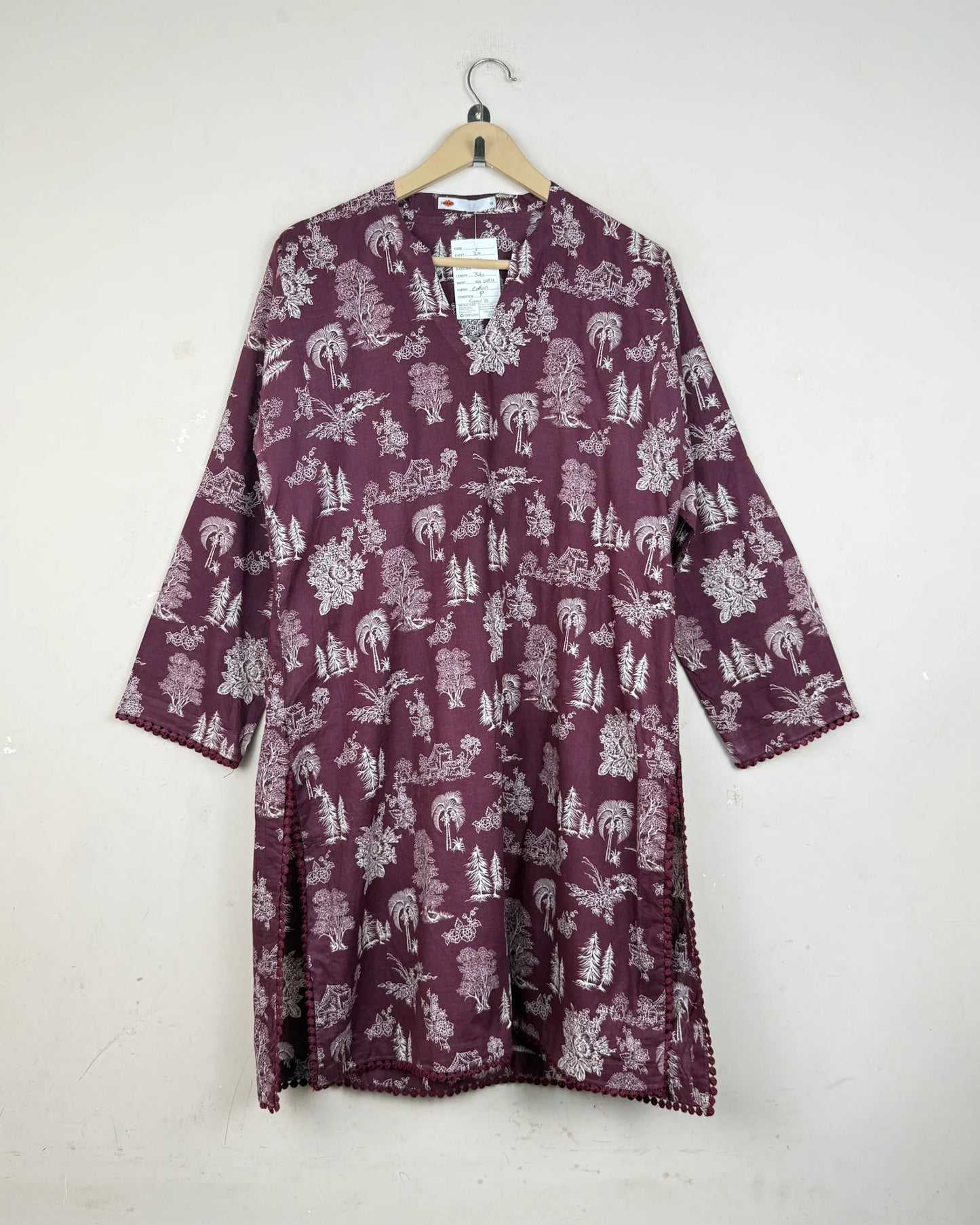 Shop Premium Summer Kurti by Khaadi | Preloved Branded Clothes | Burgundy Red Lawn Cotton | | OTS Thrift Store Karachi Pakistan