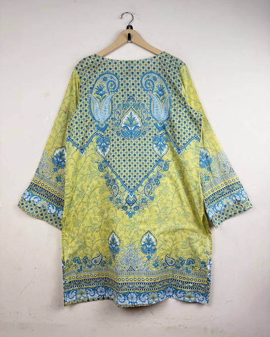 Buy LIME YELLOW LAWN Summer Kurti by SOKAMAL - Premium condition for | Preloved OTS Pakistan (SK-7)