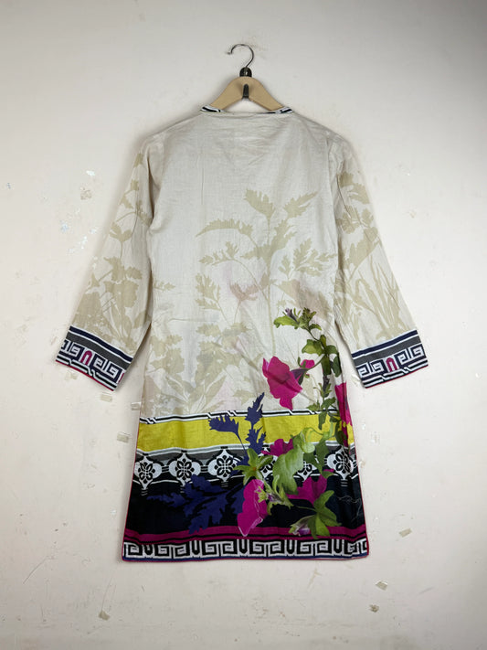 Buy Beige Lawn Summer Kurti by Cut Label - Premium condition for Women | Preloved OTS Pakistan (SK-97)