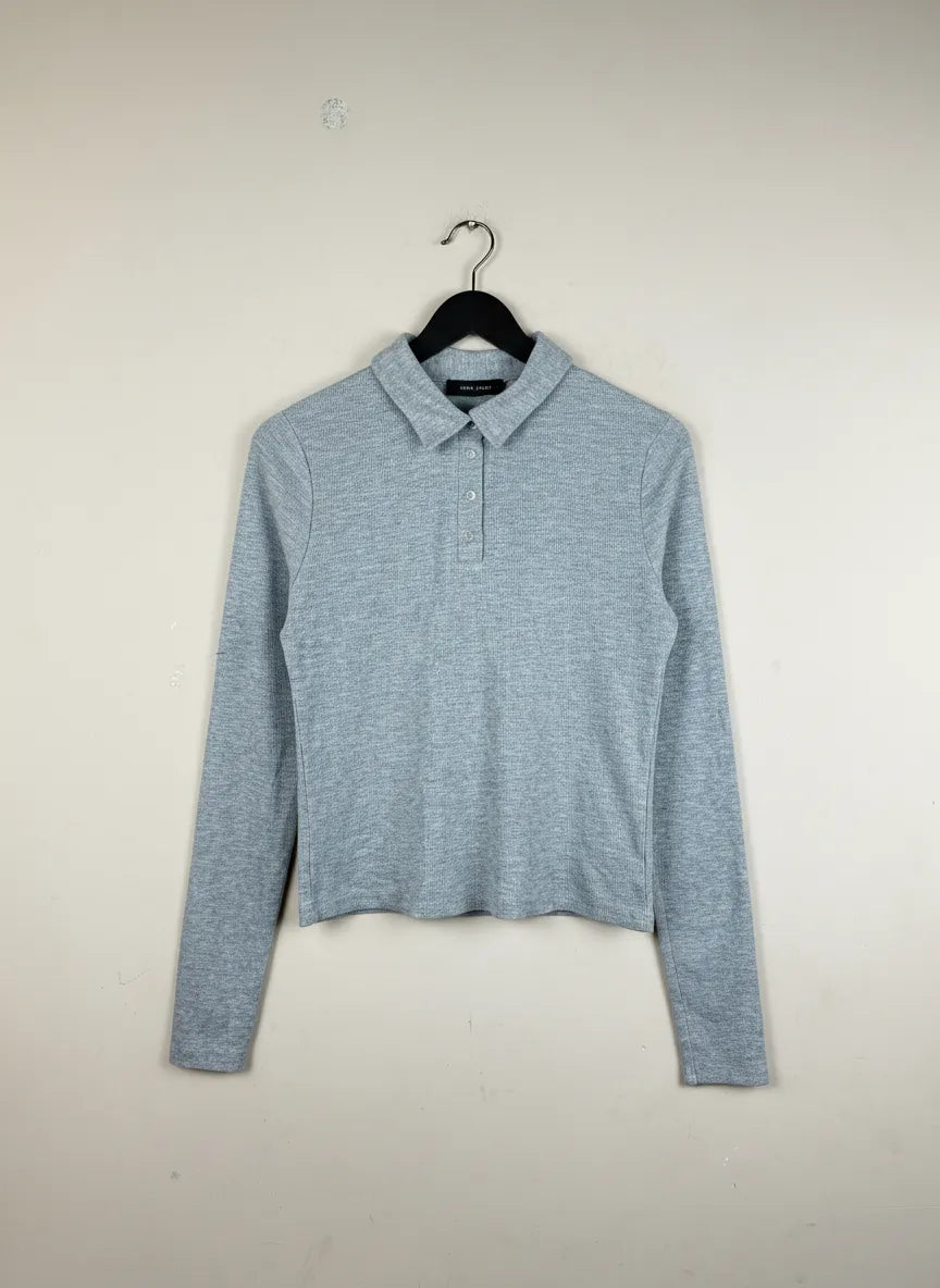 Winter Crop Tops | New Look | Preloved Branded | Gray Cotton + Polyester | Premium | OTS Thrift Store Lahore Pakistan