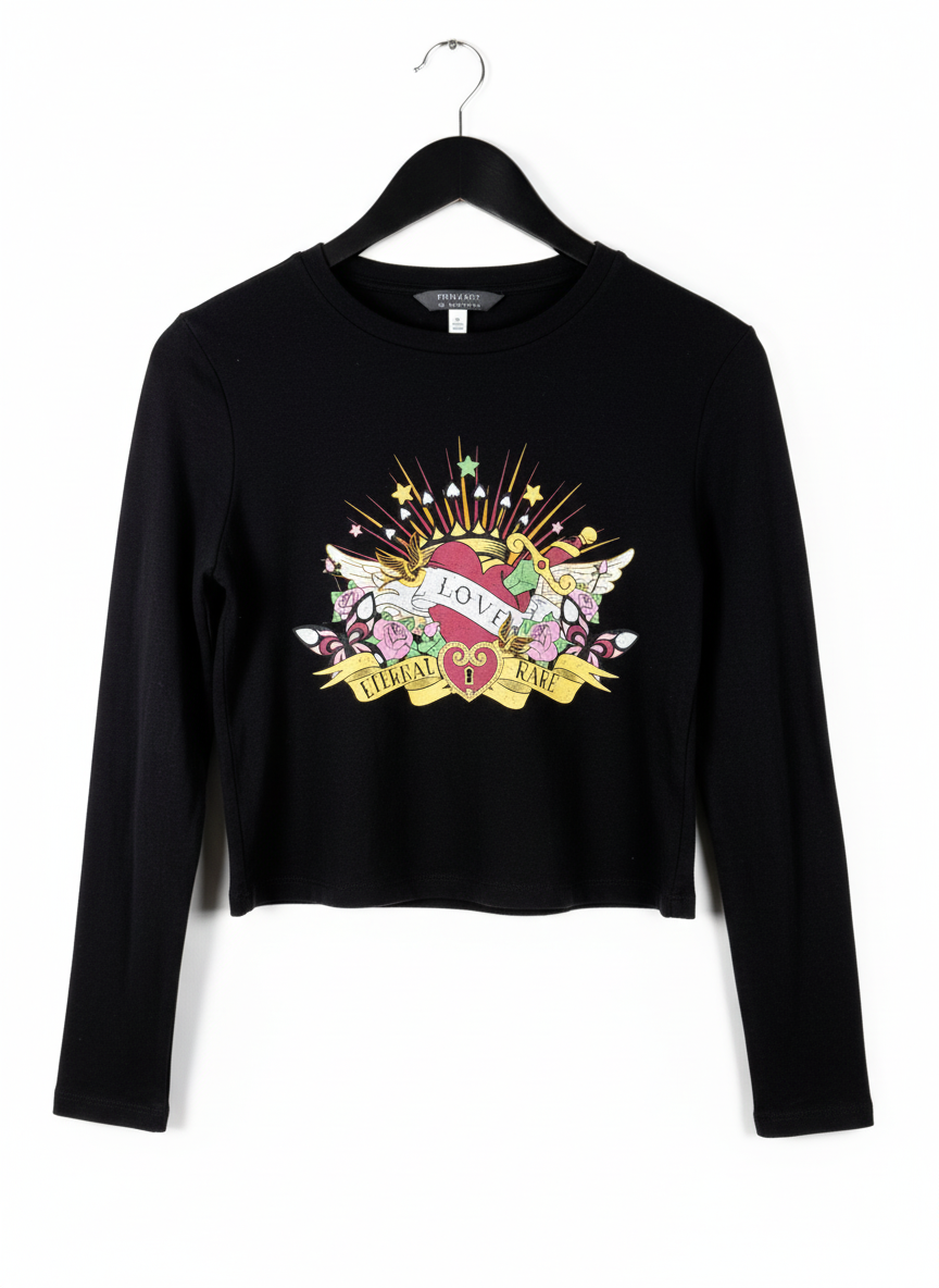 Shop EXCELENT Winter Crop Tops by PRIMARK | Preloved Branded Clothes | BLACK COTTON | Women | OTS Thrift Store Lahore Pakistan