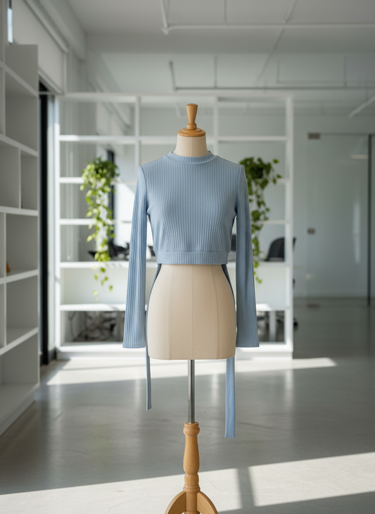 LIGHT BLUE Winter Crop Tops by SHEIN (WWCT-228)