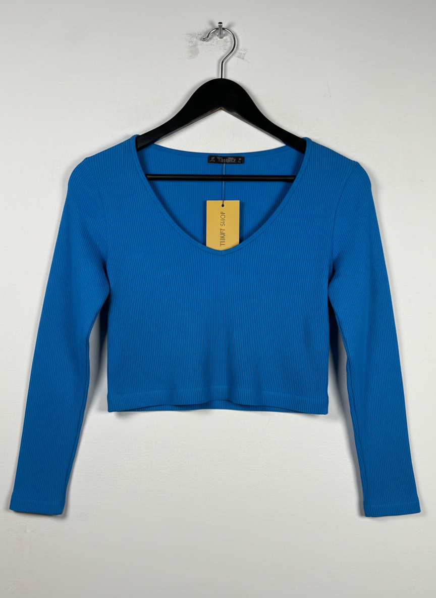 Winter Crop Tops | DUNNES | Preloved Branded | SKY BLUE POLYSTER | PREMIUM PLUS | OTS Thrift Store Peshawar Pakistan