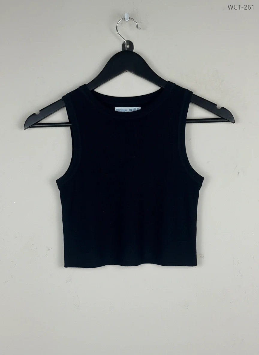 Winter Crop Tops | Primark | Preloved Branded | Black Polyester | | OTS Thrift Store Karachi Pakistan