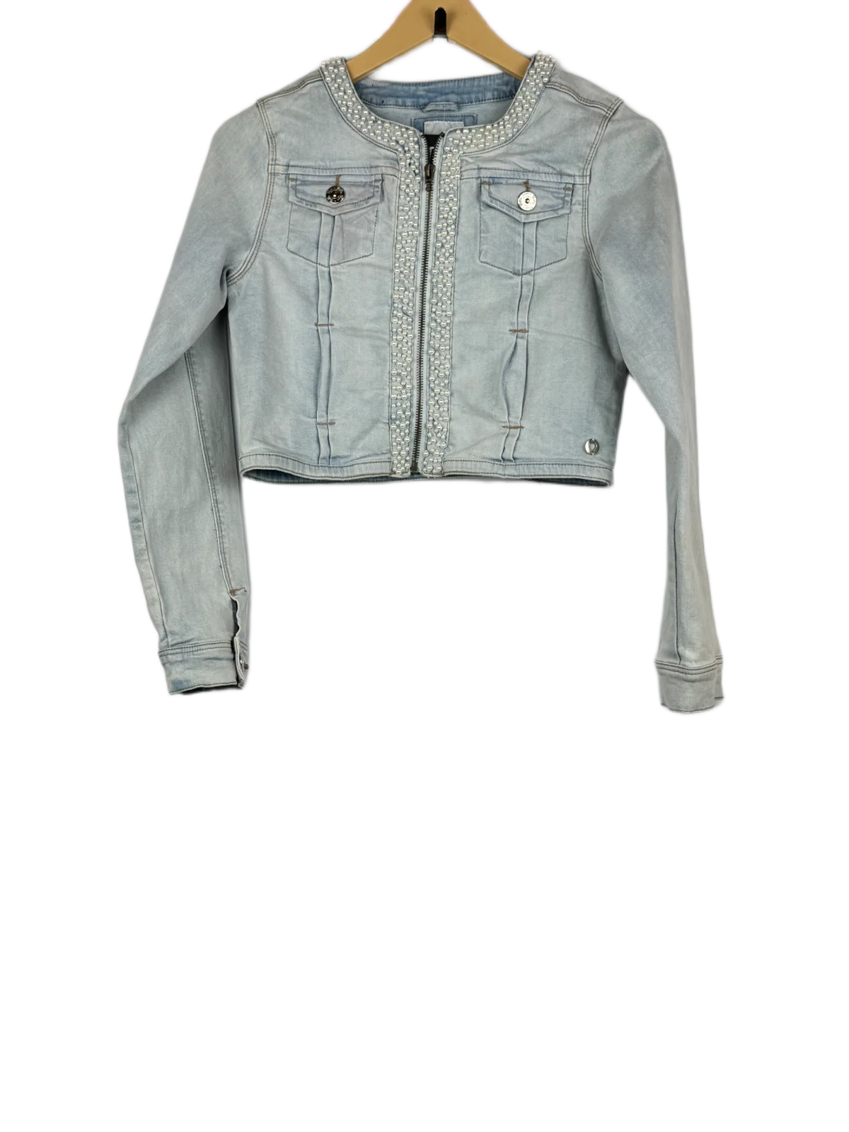 Winter Crop Tops | Milla Star | Preloved Branded | SkyBlue Cotton Jeans | Premium | OTS Thrift Store Karachi Pakistan