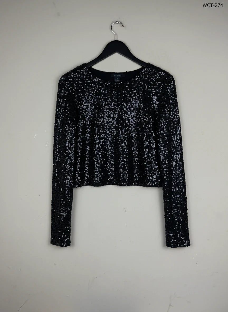 Winter Crop Tops | Primark | Preloved Branded | Black Polyester | Premium | OTS Thrift Store Islamabad Pakistan
