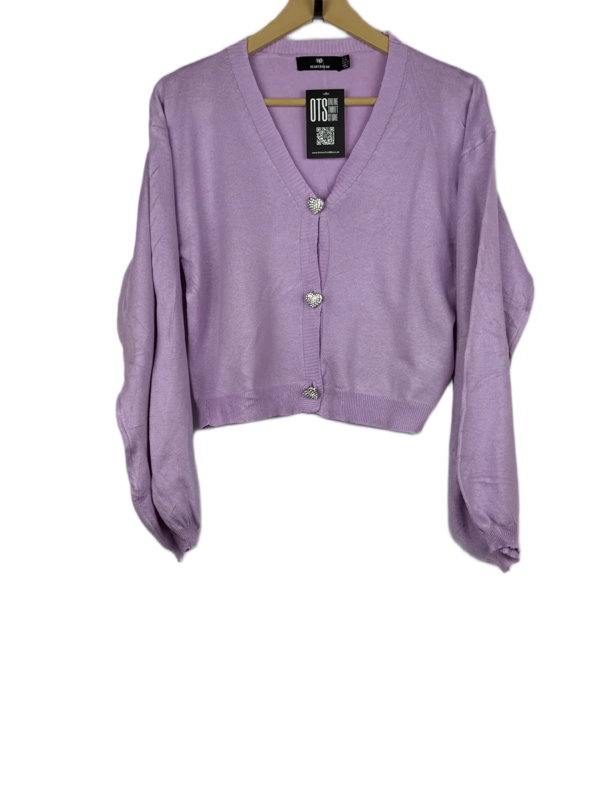 Shop Premium Winter Crop Tops by Heart Break | Preloved Branded Clothes | Purple Polyester | Women | OTS Thrift Store Islamabad Pakistan