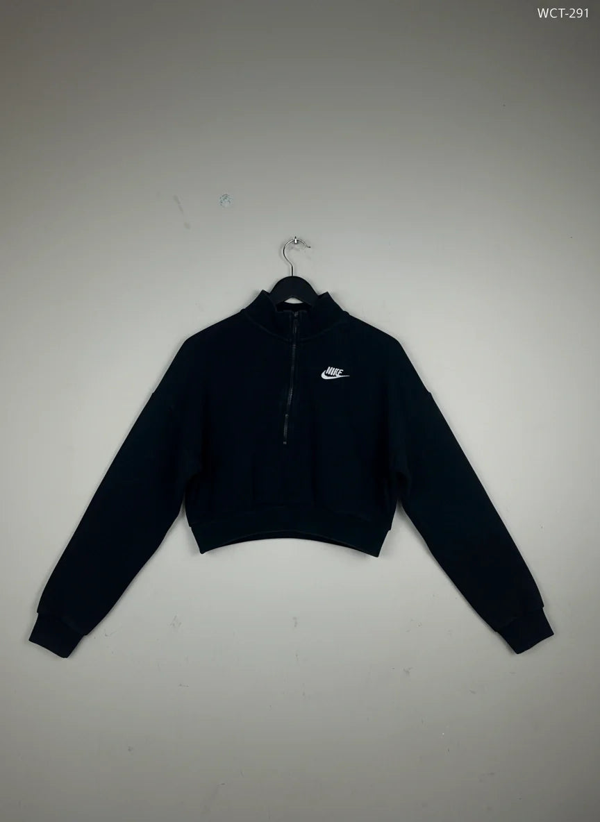 Winter Crop Tops | Nike | Preloved Branded | Black Cotton | Excellent | OTS Thrift Store Lahore Pakistan