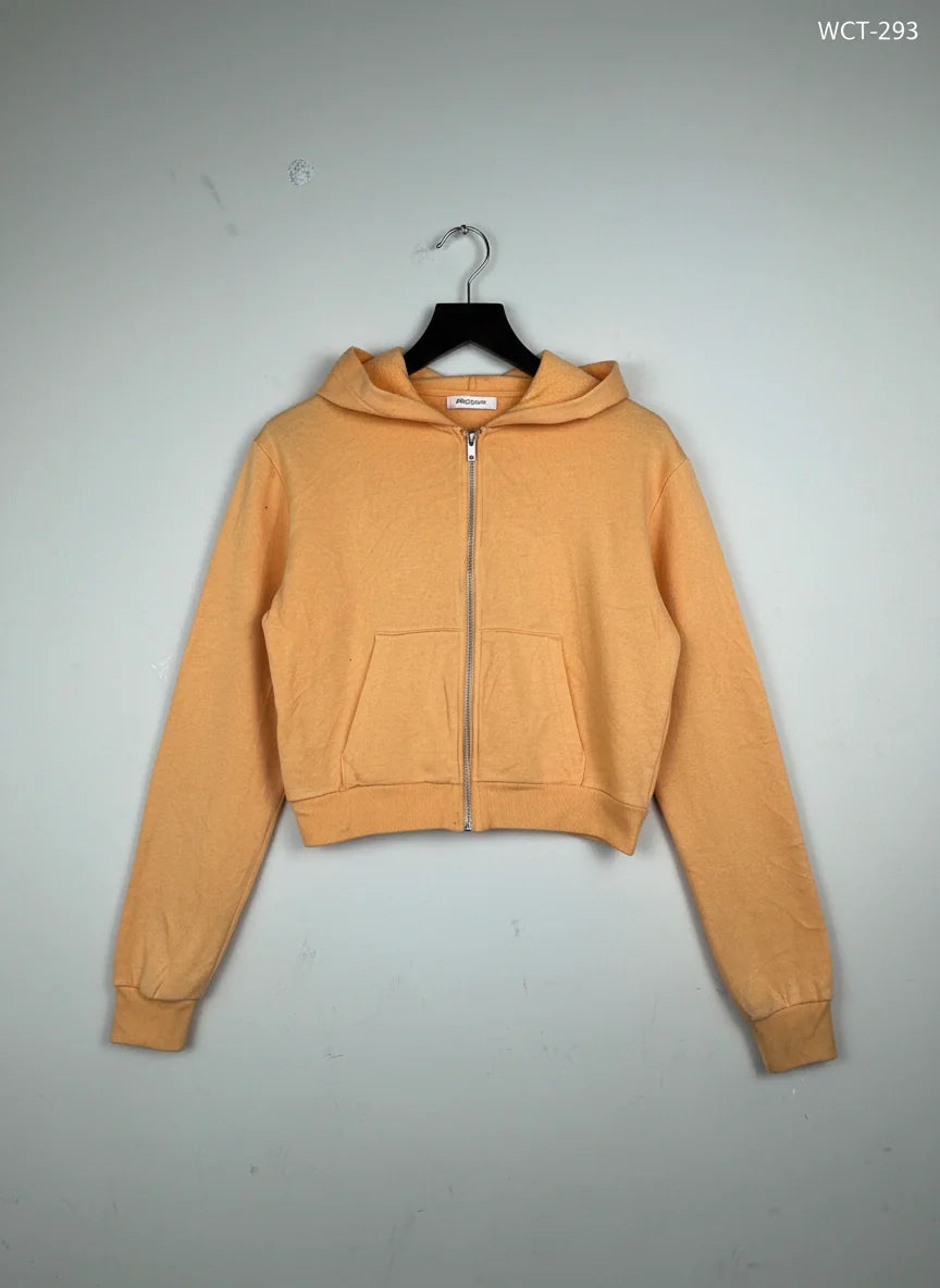 Preloved Excellent Winter Crop Tops by H&M, Orange Cotton for Women - OTS Thrift Shop Peshawar Pakistan