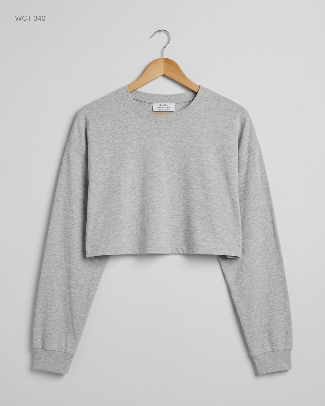 Preloved Premium Winter Crop Tops by Bershka, Grey Cotton for Womens - OTS Thrift Shop Islamabad Pakistan