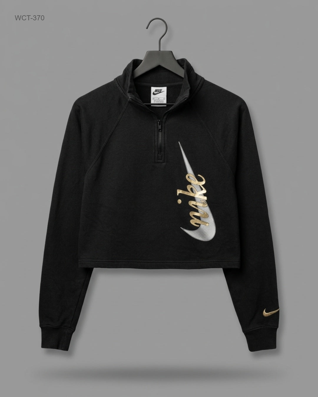 UK Imported secondhand Winter Crop Tops - NIKE brand, Black Cotton, Premium condition, for Womens - Online Thrift Store Karachi Pakistan