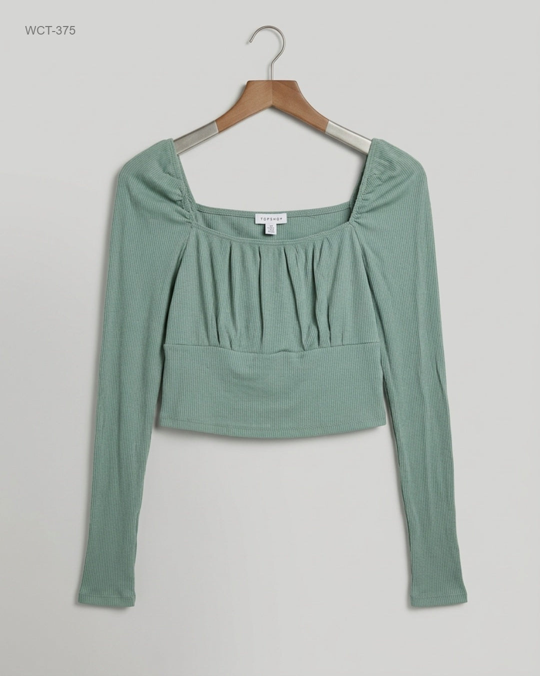 Secondhand Branded Winter Crop Tops by Topshop, Green Cotton fabric, Premium condition, for Womens - Online Thrift Shop Lahore Pakistan