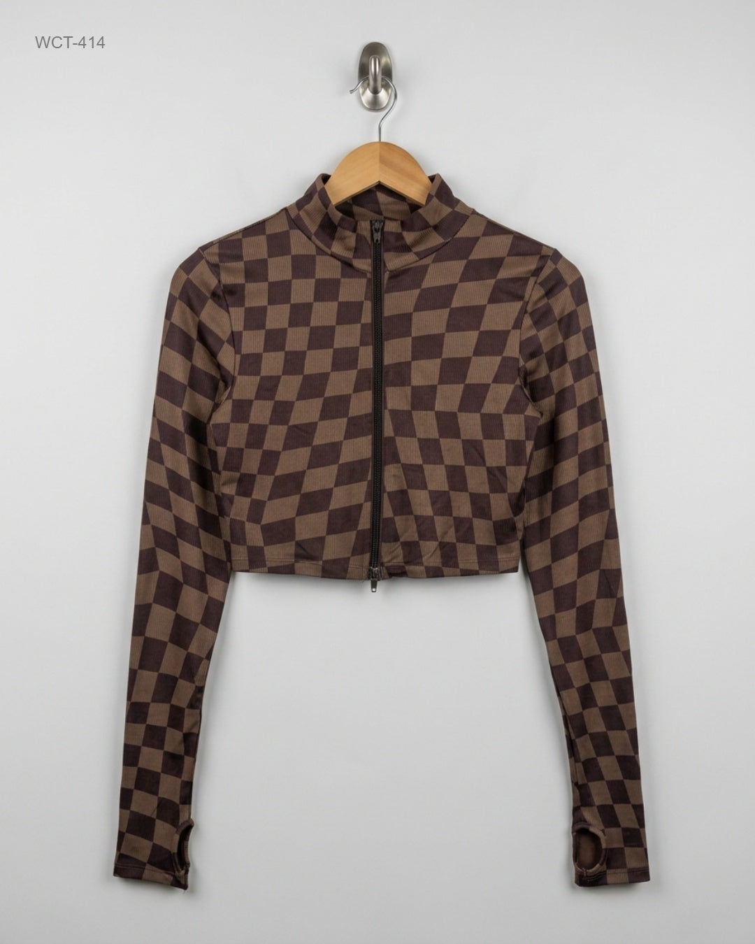 UK Imported secondhand Winter Crop Tops - H&M brand, Brown Polyester, Premium condition, for Womens - Online Thrift Store Islamabad Pakistan