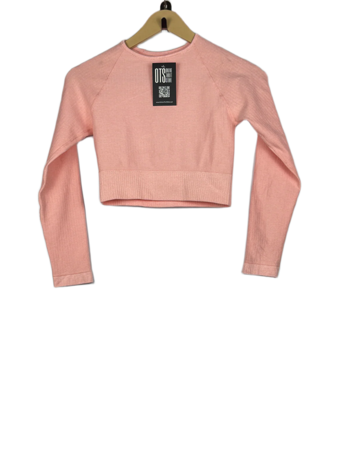 Shop Premium Plus Winter Crop Tops by Unknown | Preloved Branded Clothes | Pink Cotton | Women | OTS Thrift Store Karachi Pakistan