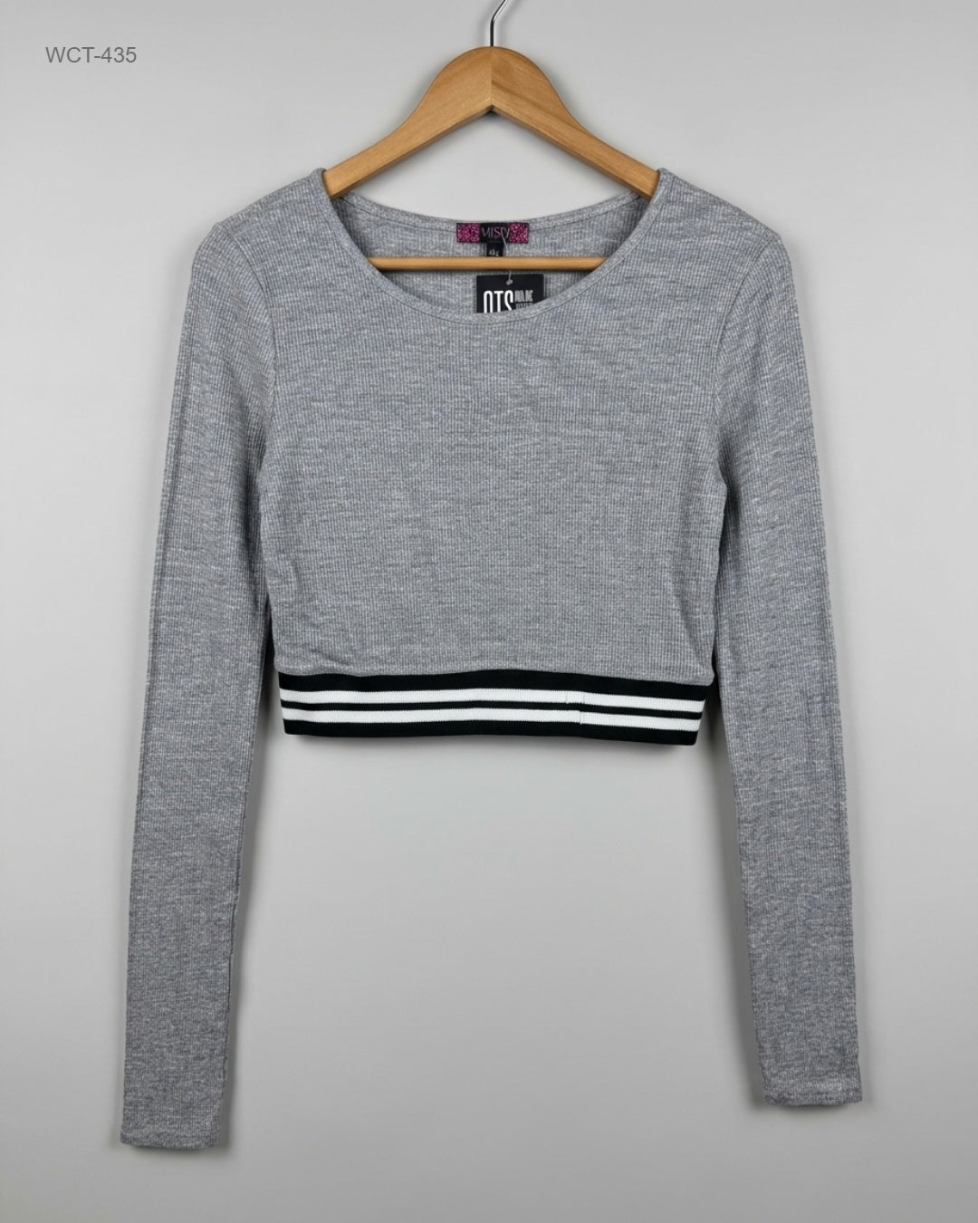 UK Imported secondhand Winter Crop Tops - MISSI brand, Grey Cotton, Premium condition, for Womens - Online Thrift Store Islamabad Pakistan