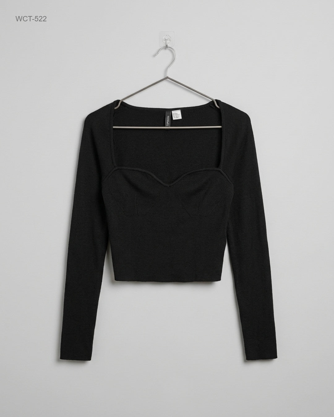 H&M Black Sweetheart Neck Long Sleeve Top buy preloved clothing online Pakistan