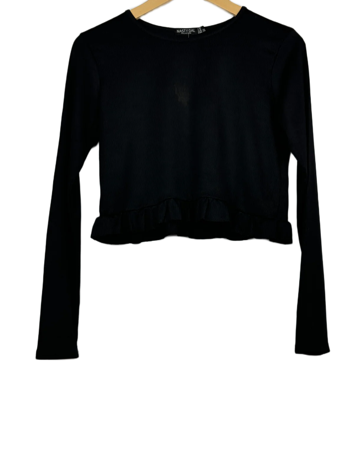 Excellent Condition Winter Crop Tops | Preloved Nasty Gal | Black Polyester | Thrift Shop for Women Peshawar Pakistan | OTS