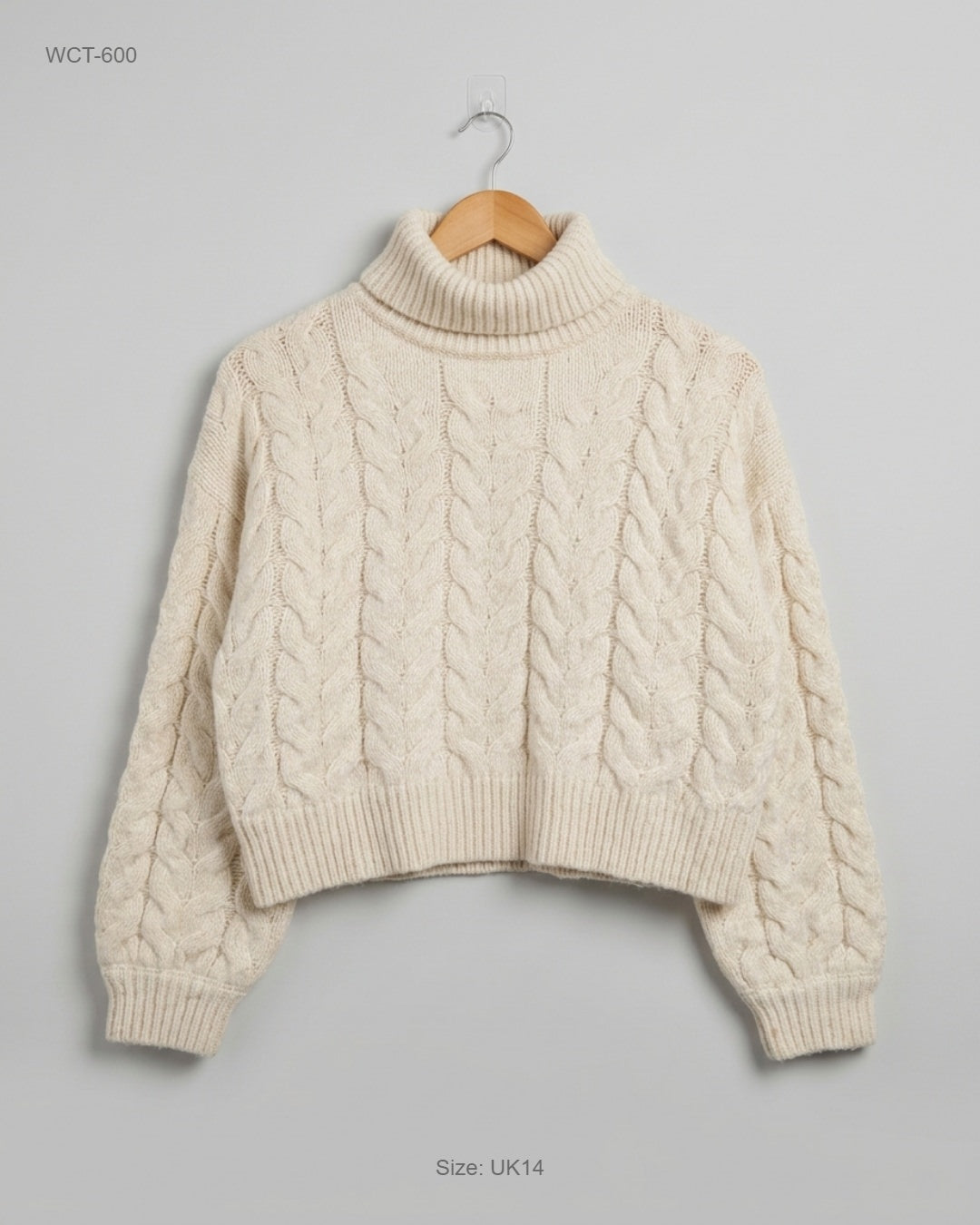 TU BEIGE Cable-Knit Turtleneck Sweater buy preloved clothing online Pakistan