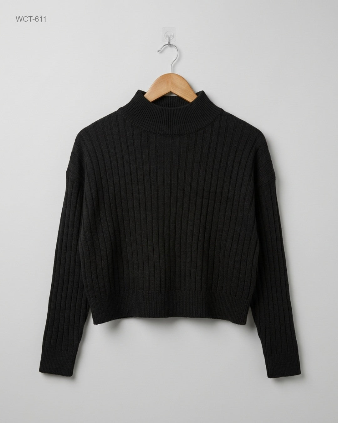 Topshop Black Ribbed Mock-Neck Sweater buy preloved clothing online Pakistan