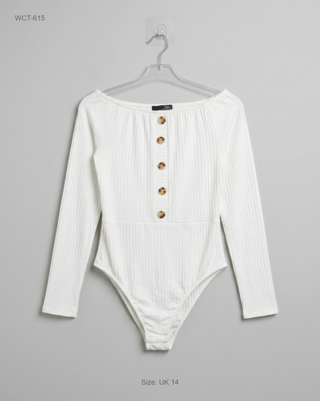 BOOHOO White Ribbed Off-the-Shoulder Bodysuit buy preloved clothing online Pakistan