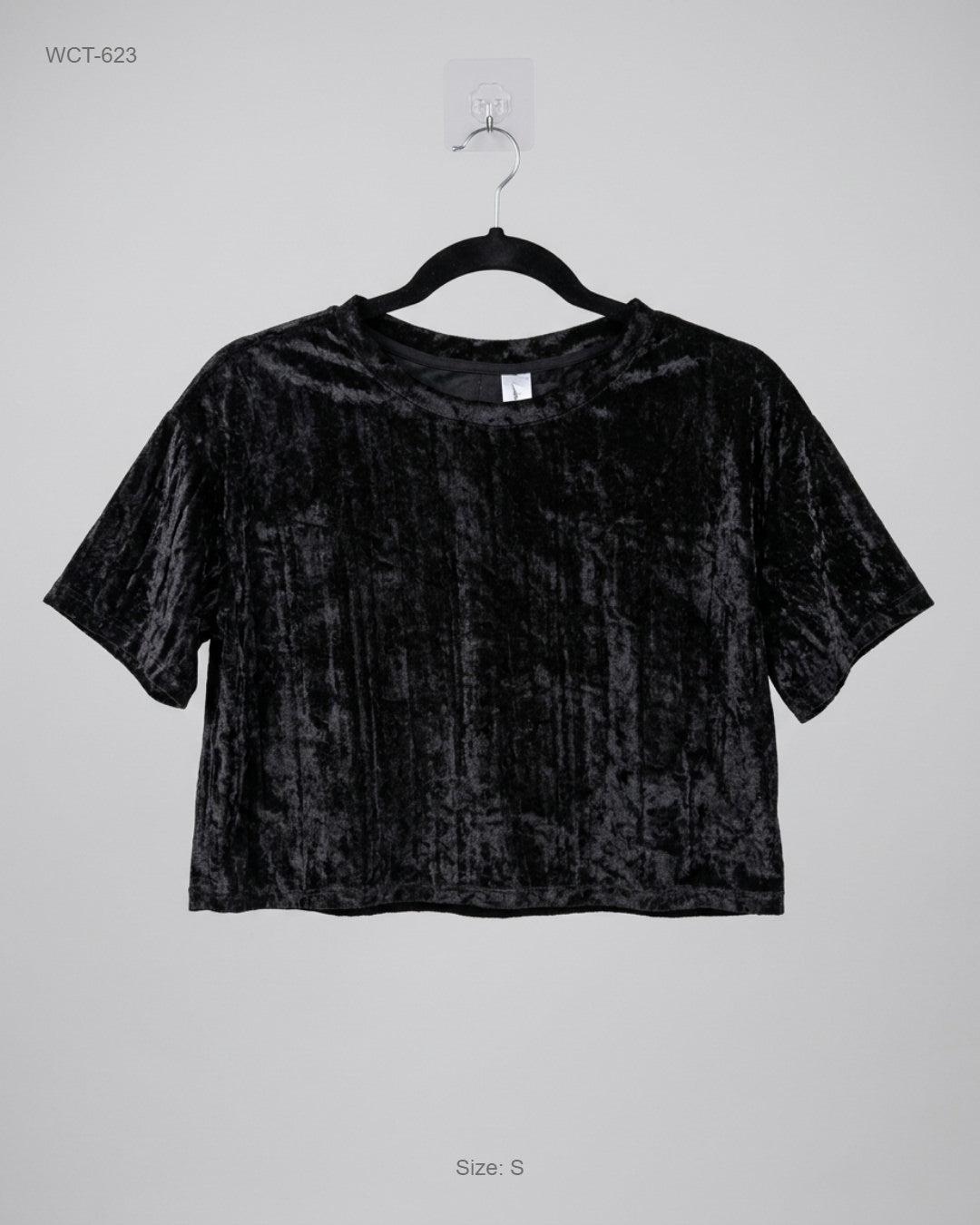 Divided Black Velvet Crop Top buy preloved clothing online Pakistan