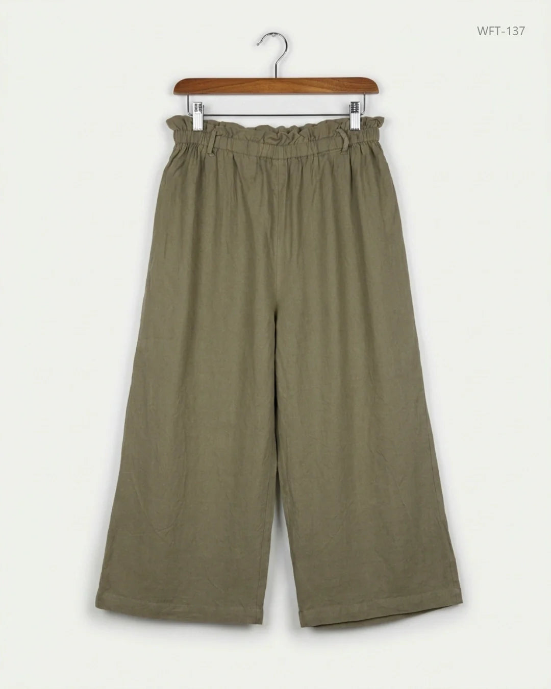Women Flapper Trouser | Peacocks | Preloved Branded | Olive Cotton | Premium | OTS Thrift Store Karachi Pakistan