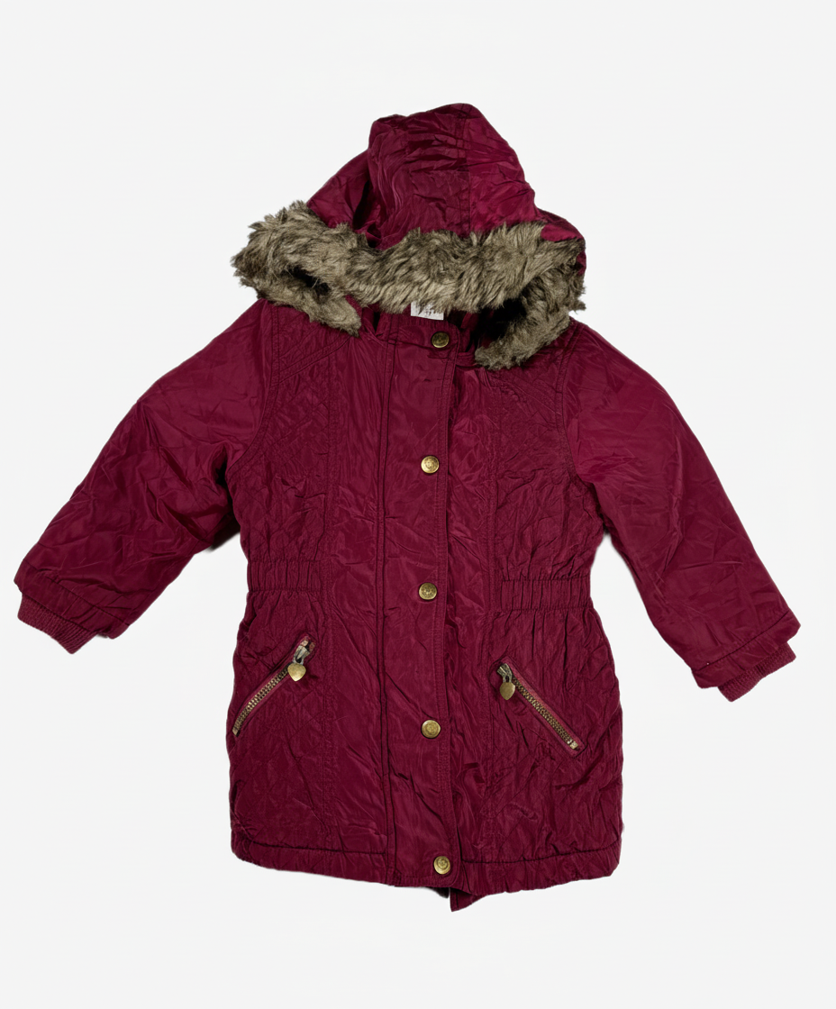 Secondhand Branded Girls Jackets by F&F, MEHROON POLYSTER fabric, PREMIUM PLUS condition, for GIRLS - Online Thrift Shop Islamabad Pakistan