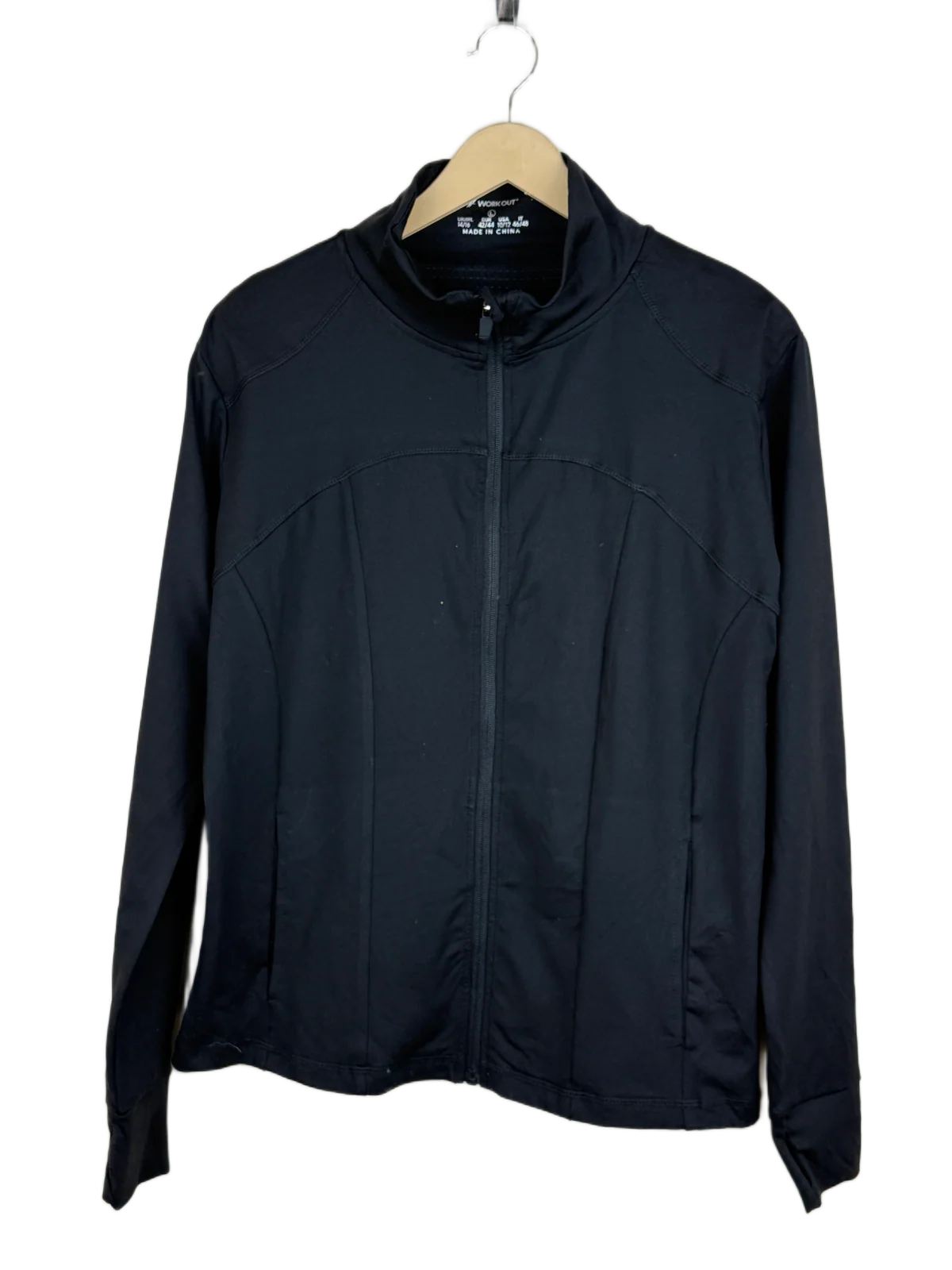 Secondhand Branded Winter Hoodies & Sweatshirtss by Workout, Black Polyester fabric, Premium condition, for Women - Online Thrift Shop Lahore Pakistan